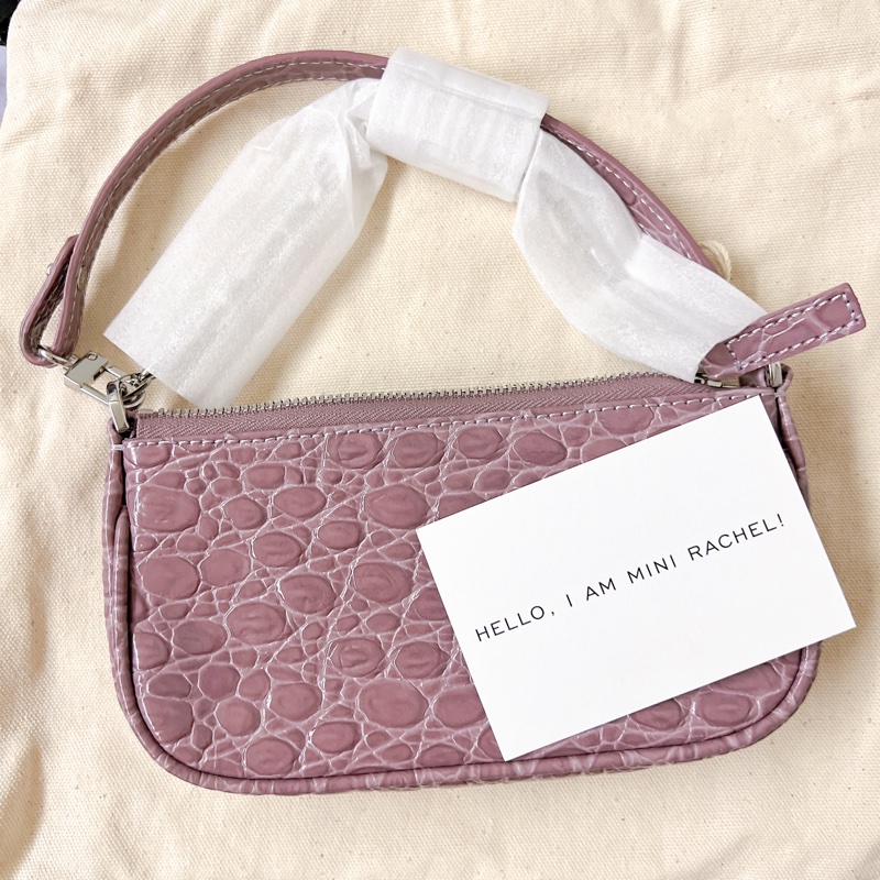 by far mini Rachel 手提肩包包 迷你包 鱷魚紋 粉紫-1