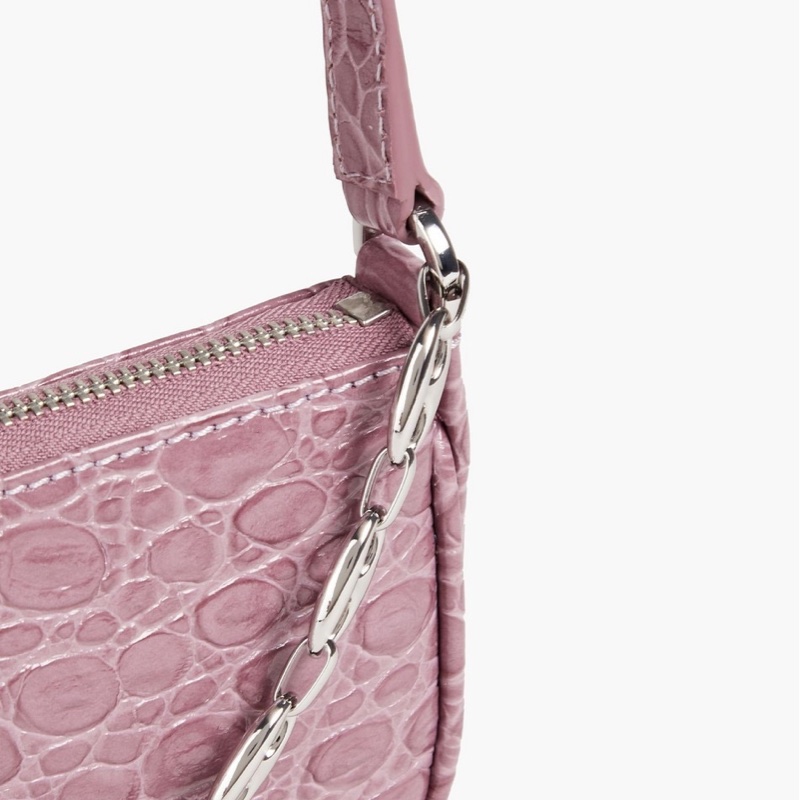by far mini Rachel 手提肩包包 迷你包 鱷魚紋 粉紫-4