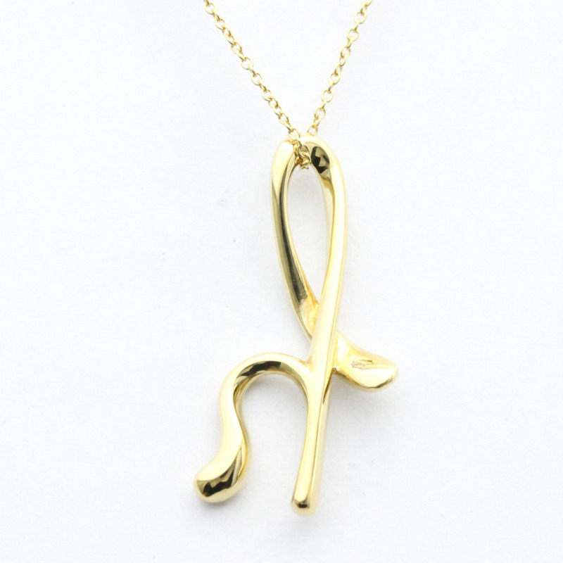 【日本直送】蒂芙尼首字母項鍊 H 黃金（18K）無石男士女士時尚吊墜項鍊（金色）-4