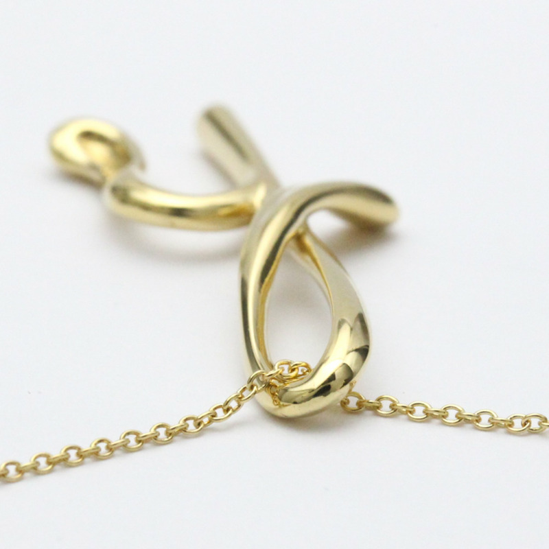 【日本直送】蒂芙尼首字母項鍊 H 黃金（18K）無石男士女士時尚吊墜項鍊（金色）-5