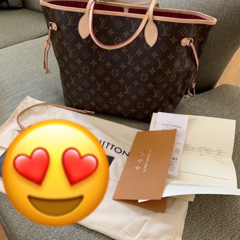 LV經典Monogram花紋Neverfull MM (大-牡丹粉紅)-0