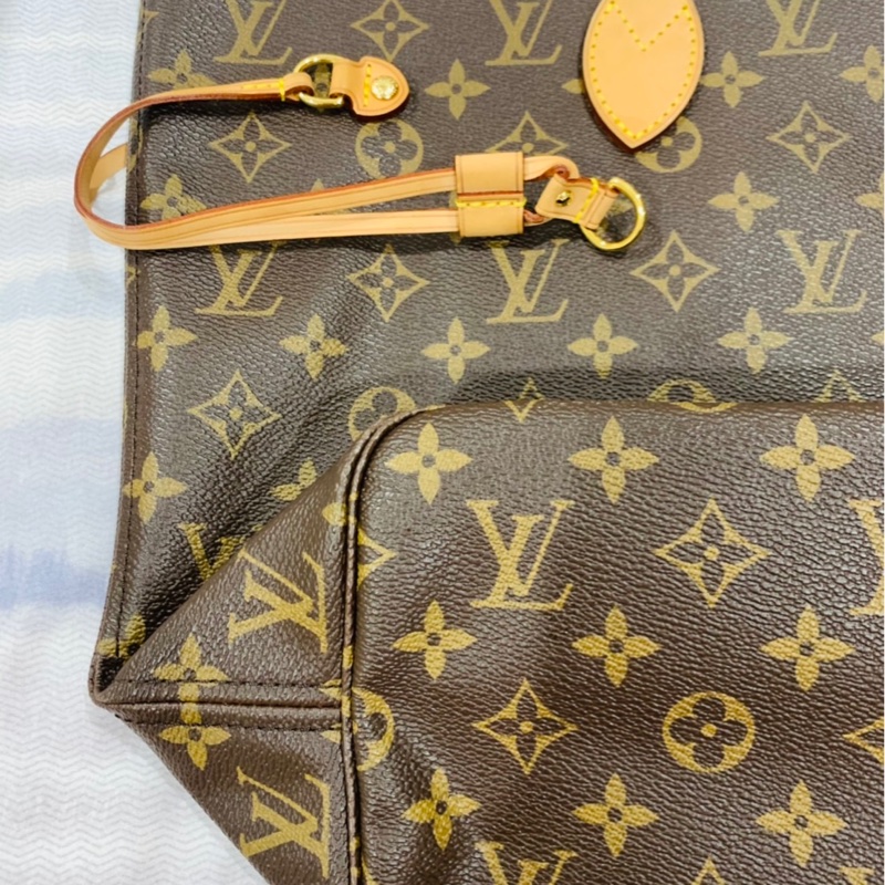 LV經典Monogram花紋Neverfull MM (大-牡丹粉紅)-4