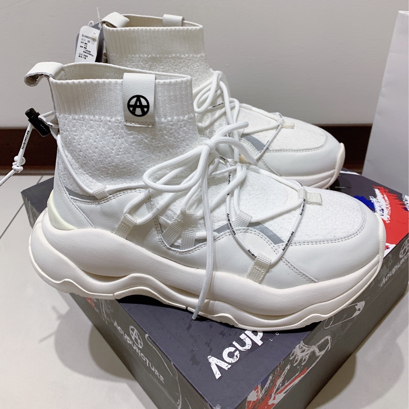 全新Acupuncture 襪套式米白色牛皮老爹鞋38號-附鞋盒紙袋-1