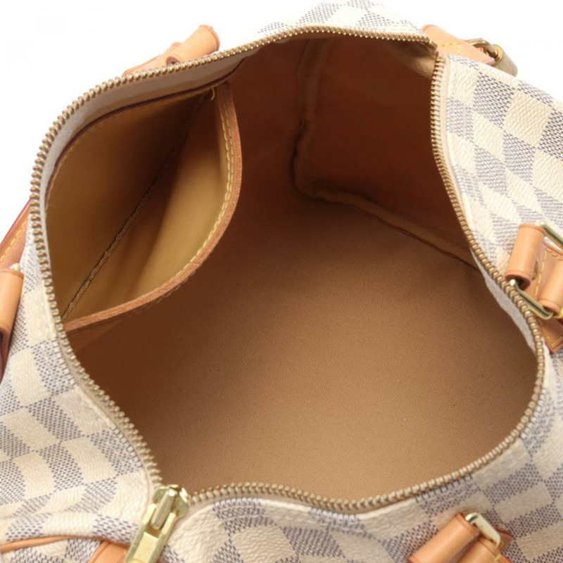 【日本直送】中古LOUIS VUITTON[B]Speedy30 白色棋盤格 手提包 PVC 真皮 白色-2