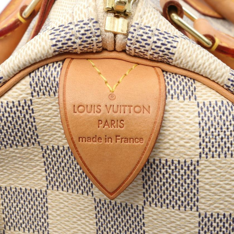【日本直送】中古LOUIS VUITTON[B]Speedy30 白色棋盤格 手提包 PVC 真皮 白色-3