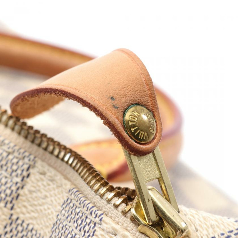 【日本直送】中古LOUIS VUITTON[B]Speedy30 白色棋盤格 手提包 PVC 真皮 白色-4