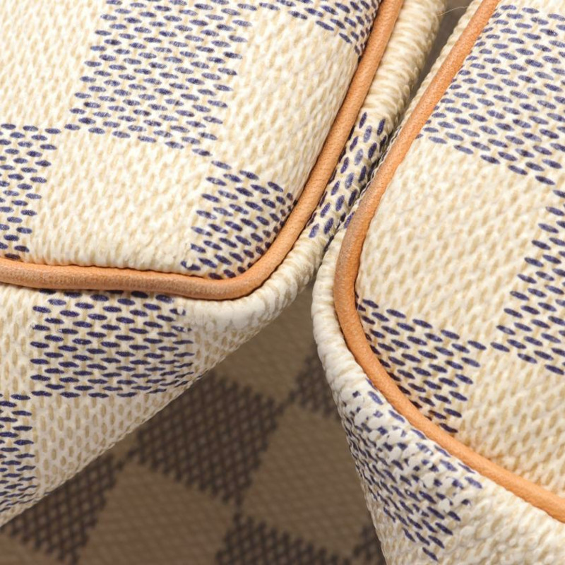 【日本直送】中古LOUIS VUITTON[B]Speedy30 白色棋盤格 手提包 PVC 真皮 白色-6