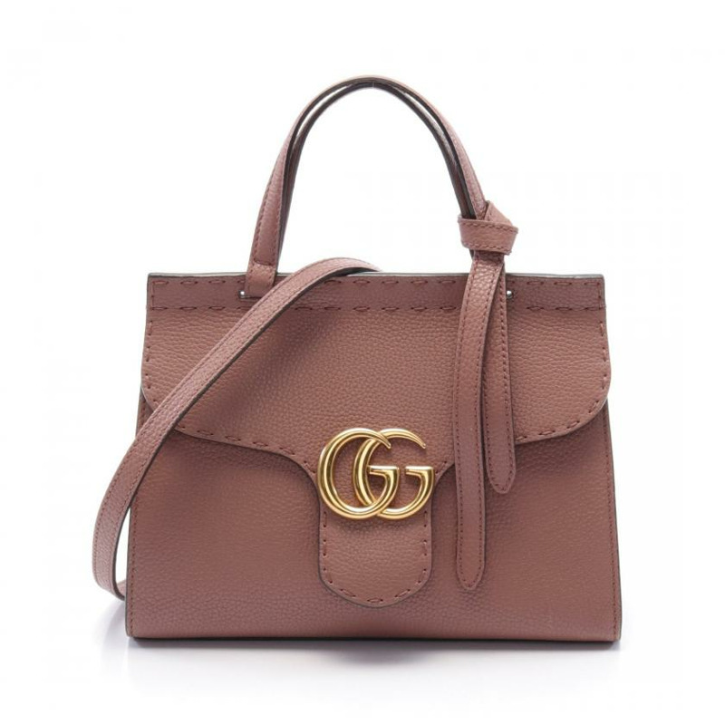 【日本直送】中古GUCCI[B]GG Marmont 真皮手提包 臟粉色 兩用款-0