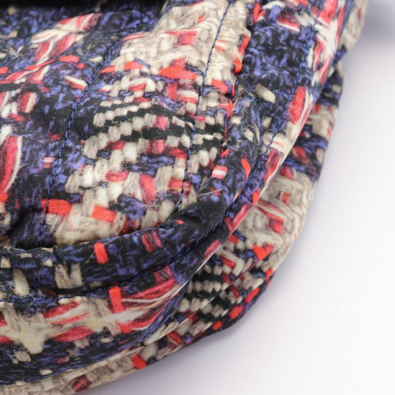 【日本直送】中古CHANEL[AB]雙C標誌 鏈條肩包 粗花呢印花 尼龍 真皮 海軍藍 淺灰色 多彩色 銀色五金-5