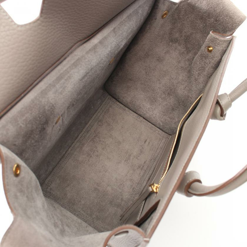 【日本直送】中古CELINE[B]TIE 真皮手提包 灰米色-2