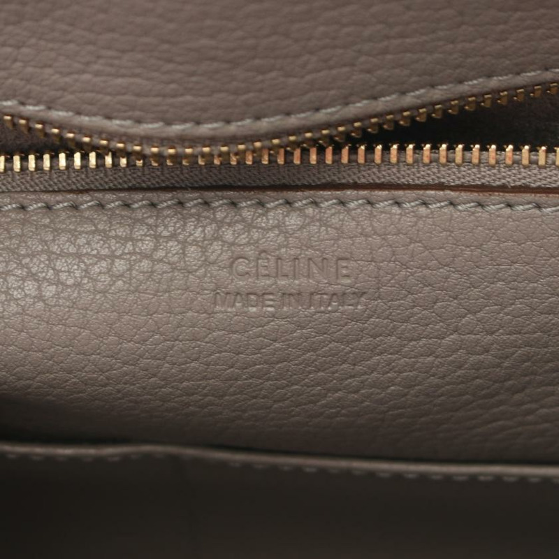  【日本直送】中古CELINE[B]TIE 真皮手提包 灰米色-3