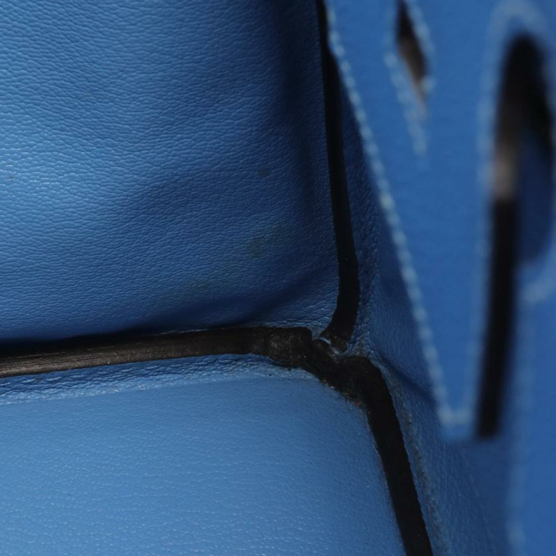 【日本直送】中古HERMES[AB]Birkin 鉑金包30 Blue Paradise 天堂藍 手提包 Veau Epsom壓花小公牛皮 藍色 金色五金 □R刻印-4