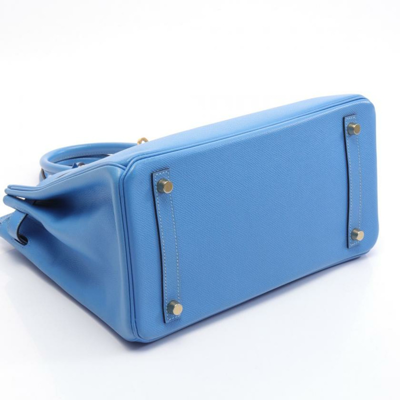 【日本直送】中古HERMES[AB]Birkin 鉑金包30 Blue Paradise 天堂藍 手提包 Veau Epsom壓花小公牛皮 藍色 金色五金 □R刻印-8