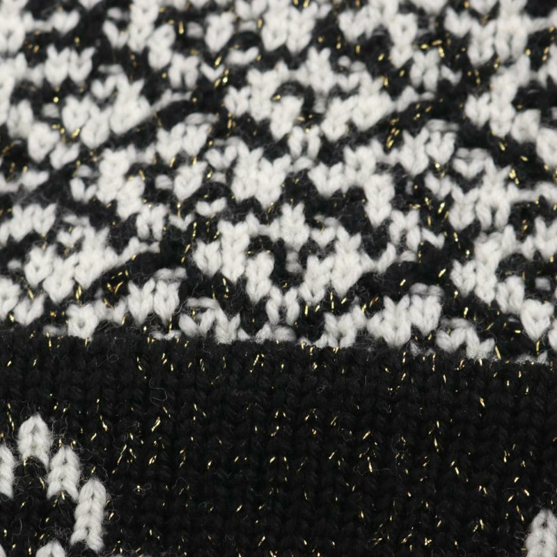 【日本直送】中古LOUIS VUITTON[AB]Miss LV 帽子 羊毛 黑色 白色 金色 針織-5