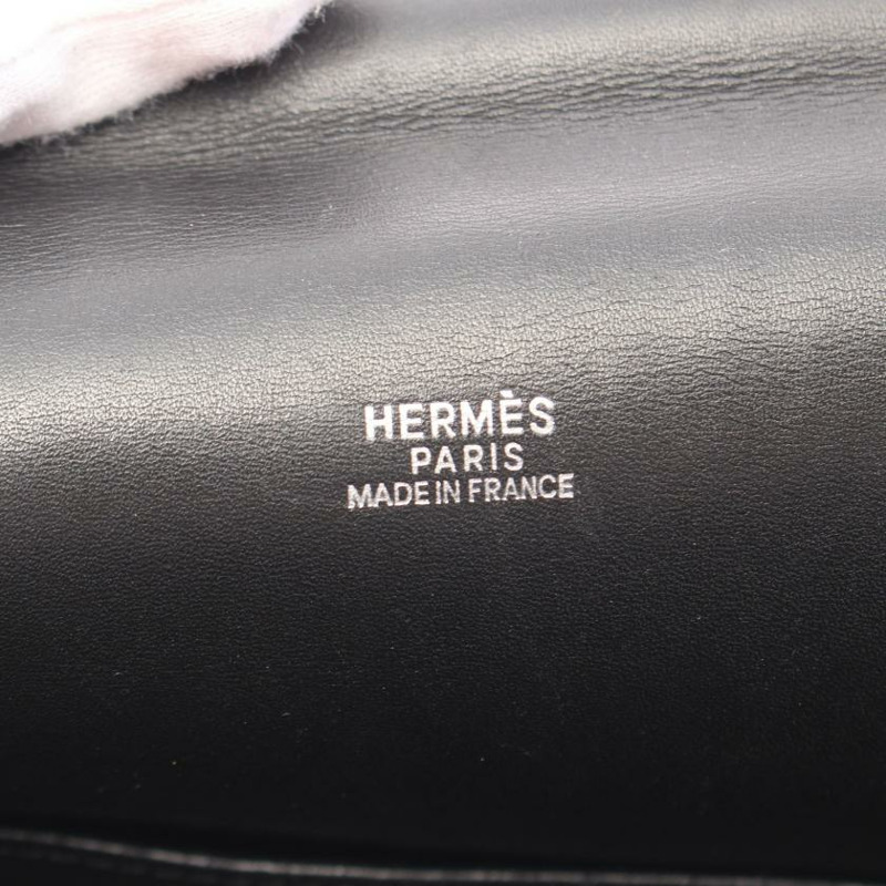 【日本直送】中古HERMES[B]Victoria 帆布肩包 真皮 黑色 銀色五金 兩用款 □H刻印-3