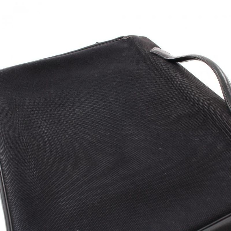 【日本直送】中古HERMES[B]Victoria 帆布肩包 真皮 黑色 銀色五金 兩用款 □H刻印-7