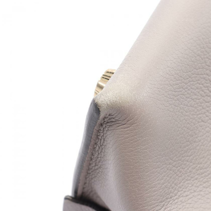 【日本直送】中古Salvatore Ferragamo[B]JET SET 真皮手提包 淺灰色 海軍藍 兩用款-7