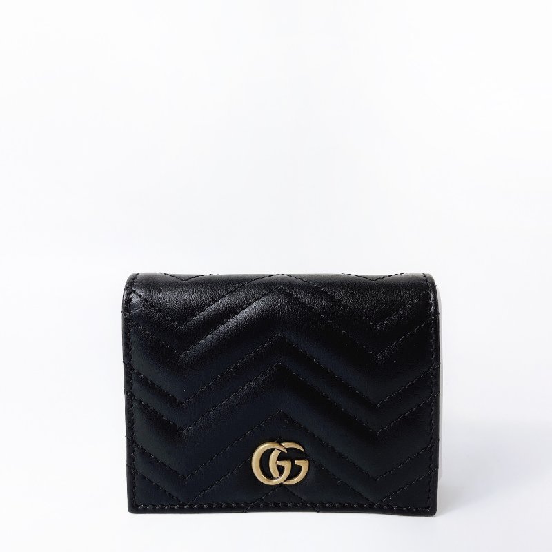 Gucci Marmont 經典短夾 黑金-1