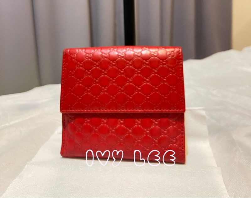 GUCCI （已售出）魅力紅色GG壓紋短夾 小皮夾282579 二手精品-1