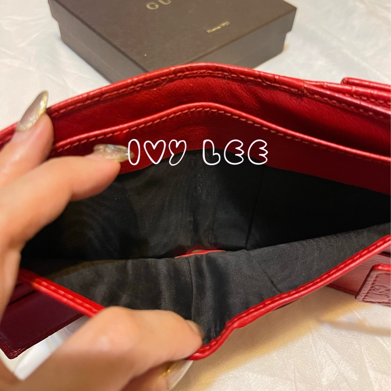 GUCCI （已售出）魅力紅色GG壓紋短夾 小皮夾282579 二手精品-3