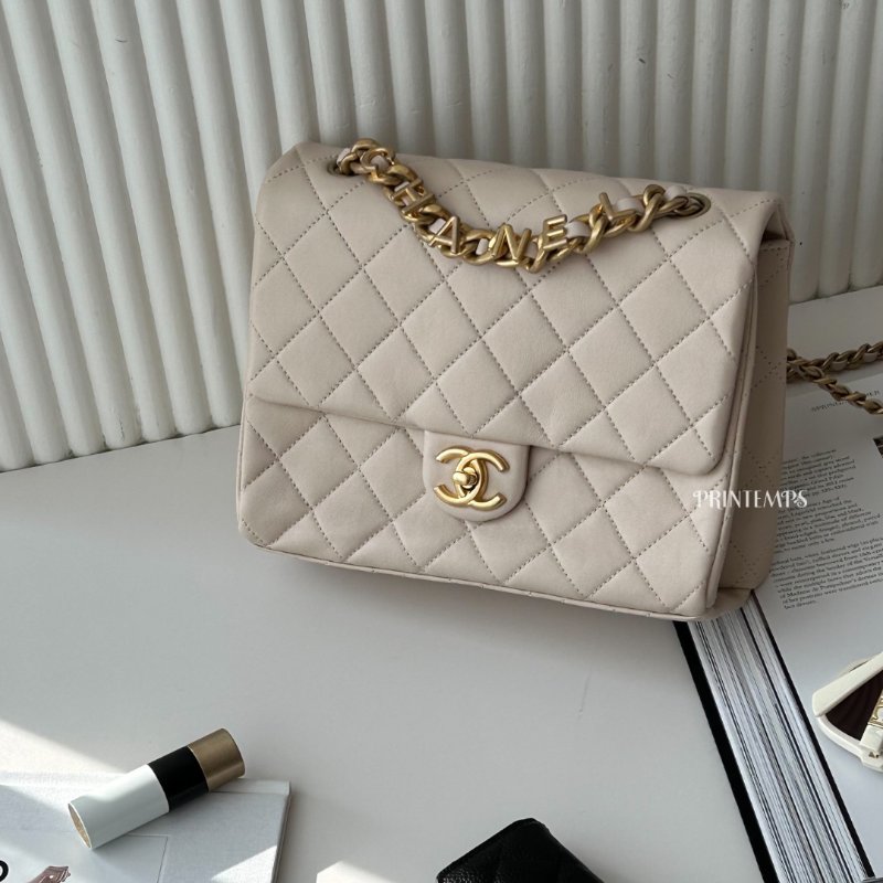 |CHANEL|23P 字母鏈條雙鍊口蓋包-0