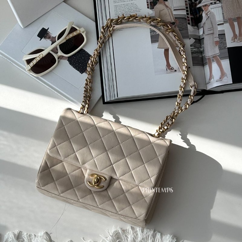 |CHANEL|23P 字母鏈條雙鍊口蓋包-1