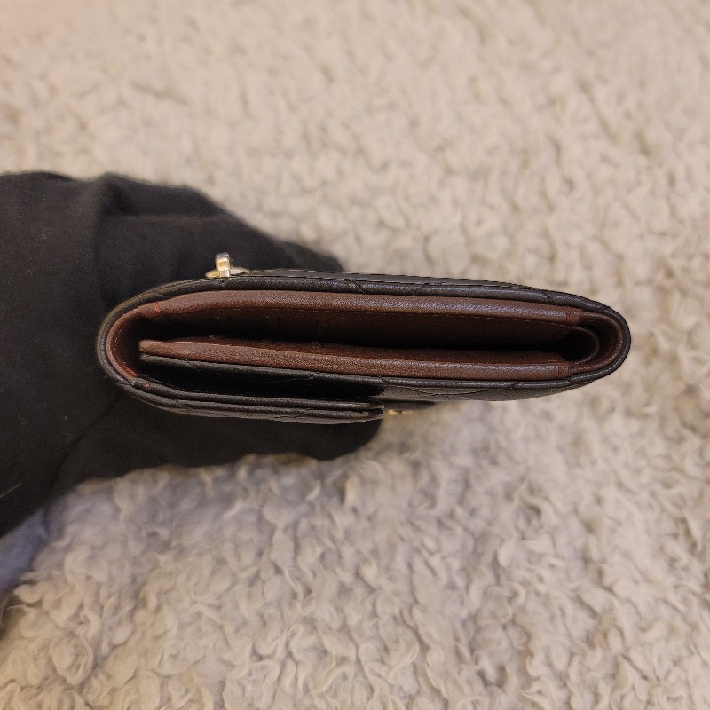 Chanel 香奈兒 黑銀羊皮三折錢包 短夾-10