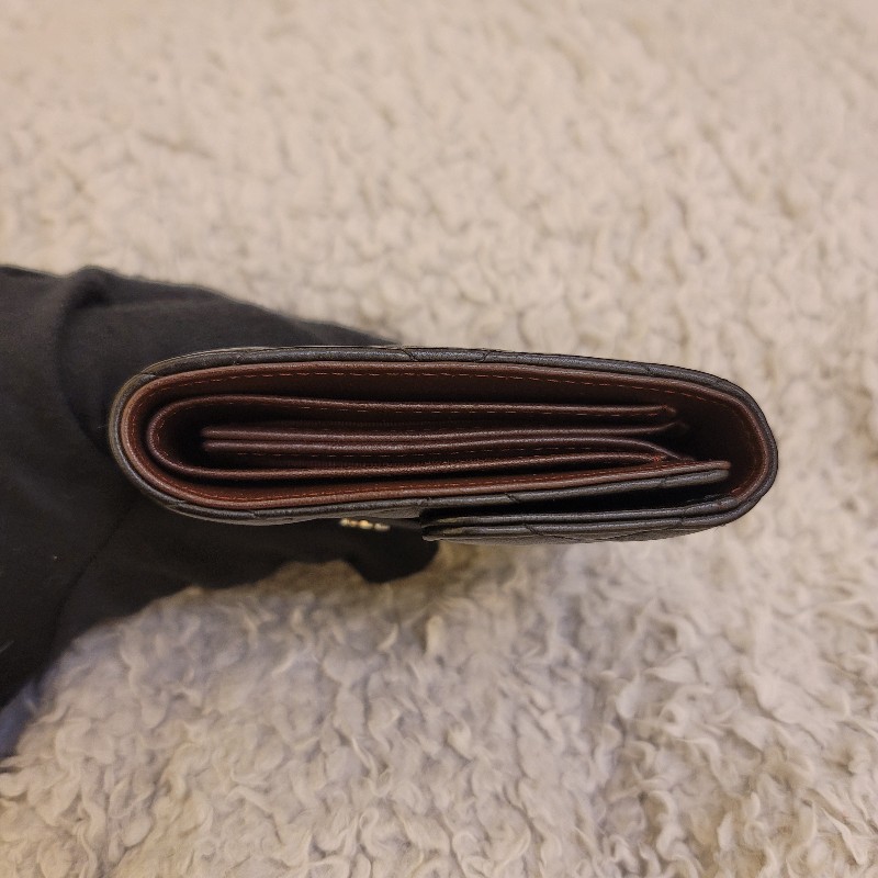 Chanel 香奈兒 黑銀羊皮三折錢包 短夾-11