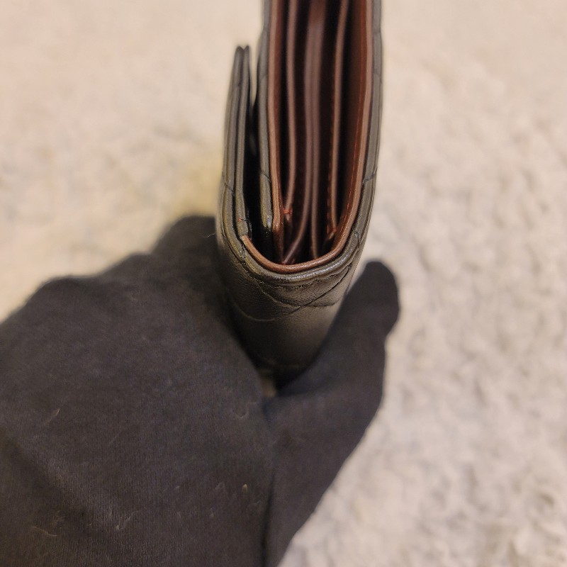 Chanel 香奈兒 黑銀羊皮三折錢包 短夾-12