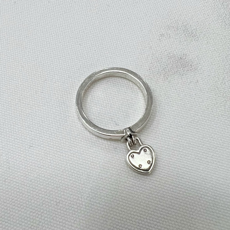 二手正品 Pandora潘朵拉 心型掛鎖戒指 #52-5