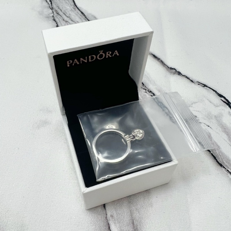 二手正品 Pandora潘朵拉 心型掛鎖戒指 #52-10