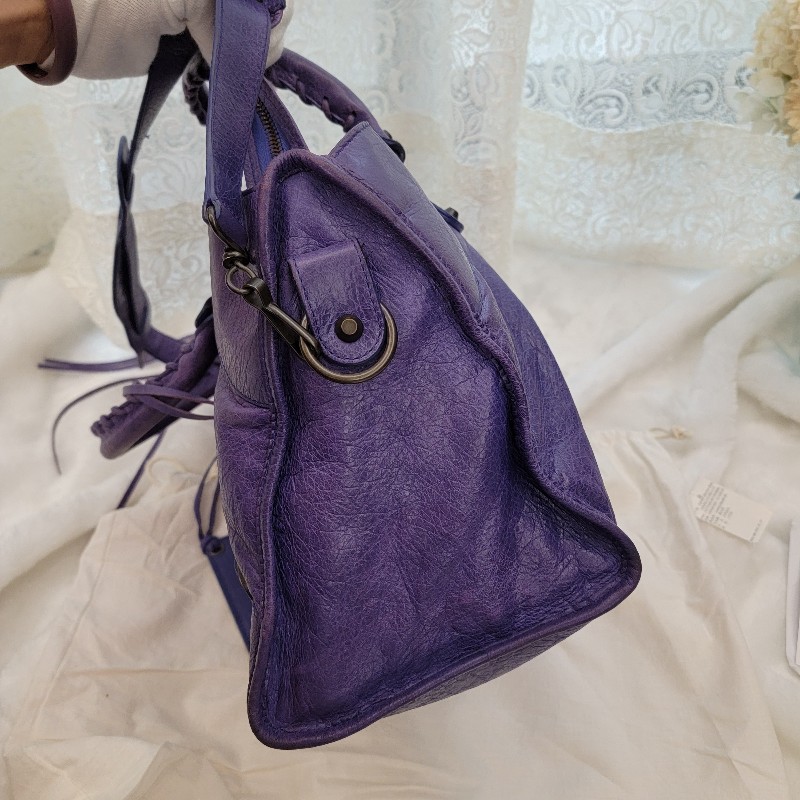 BALENCIAGA 巴黎世家機車包,紫色,附購證,全配-2