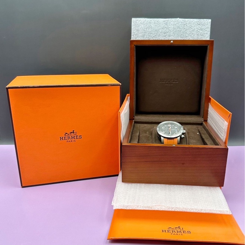 Hermes愛馬仕橘鈦合金高階潛水錶-0