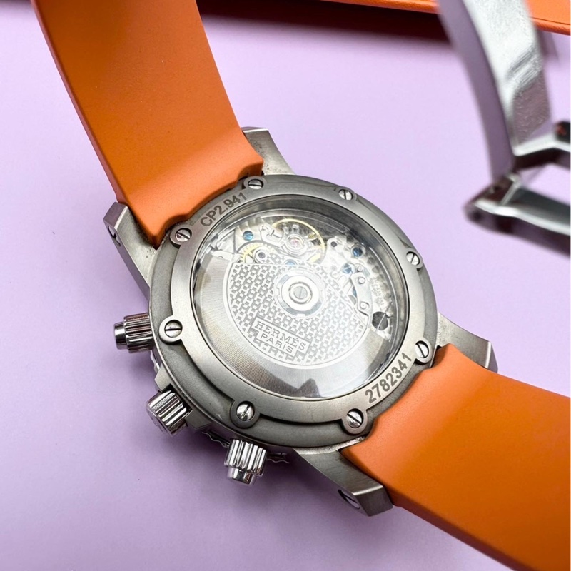 Hermes愛馬仕橘鈦合金高階潛水錶-3