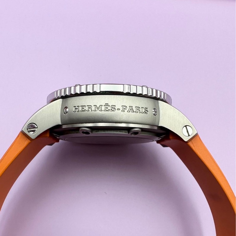 Hermes愛馬仕橘鈦合金高階潛水錶-8