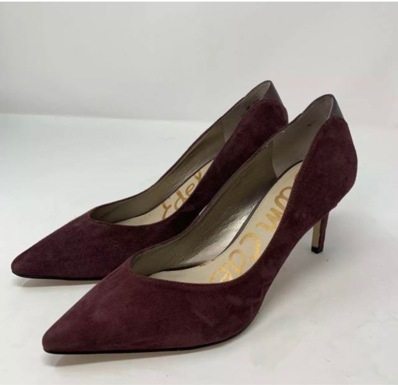 Sam Edelman 性感葡萄紅紫尖頭細根高跟鞋 9號-0
