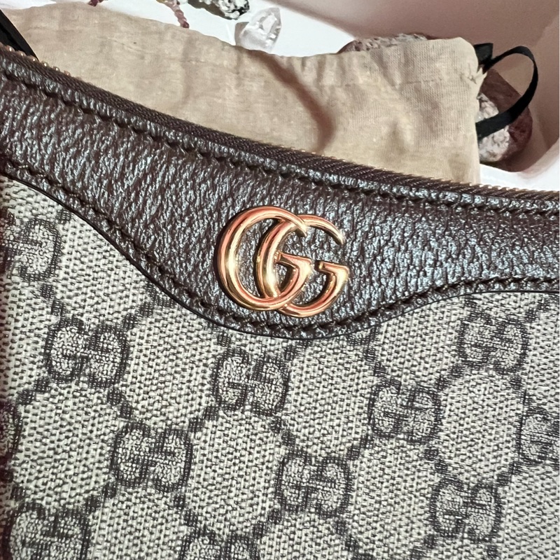GUCCI 古馳 Ophidia GG 經典雙G LOGO緹花拼接手提包肩背包腋下包(駝)-2