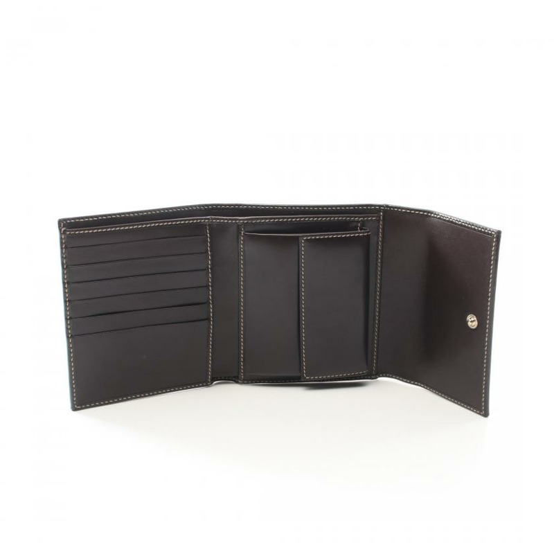 【日本直送】中古GUCCI[B]雙G SUPREME 對折錢包 雙子母扣錢包 PVC 釉面皮 米色 深棕色-2