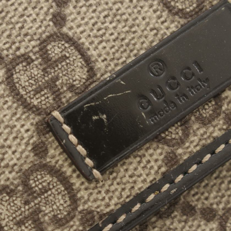 【日本直送】中古GUCCI[B]雙G SUPREME 對折錢包 雙子母扣錢包 PVC 釉面皮 米色 深棕色-6