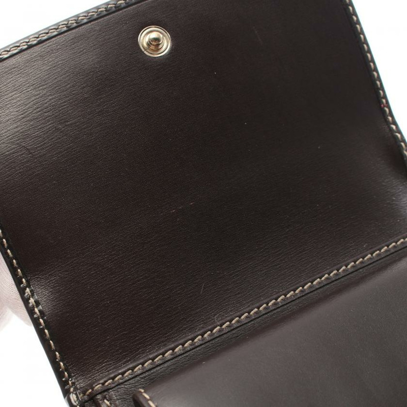 【日本直送】中古GUCCI[B]雙G SUPREME 對折錢包 雙子母扣錢包 PVC 釉面皮 米色 深棕色-7