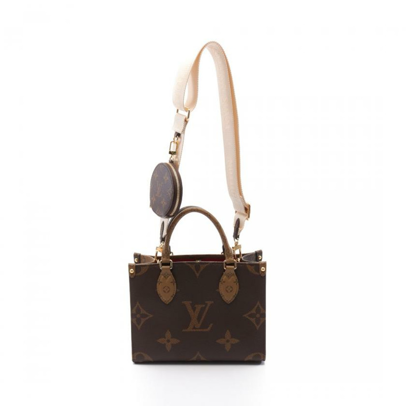 【日本直送】中古LOUIS VUITTON[A]OnTheGo PM  老花Reverse 手提包 PVC 棕色 米色 兩用款-0