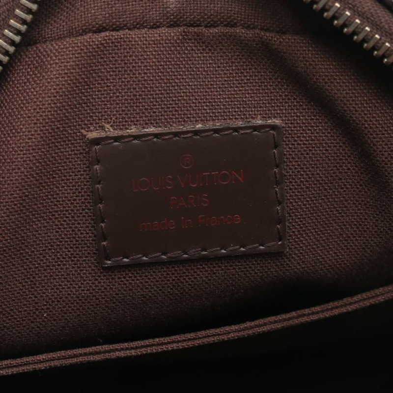 【日本直送】中古LOUIS VUITTON[B]Olav PM  烏黑色棋盤格 肩包 PVC 真皮 棕色-3