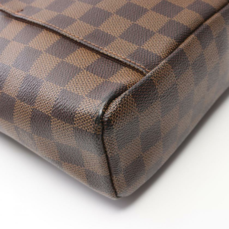 【日本直送】中古LOUIS VUITTON[B]Olav PM  烏黑色棋盤格 肩包 PVC 真皮 棕色-5