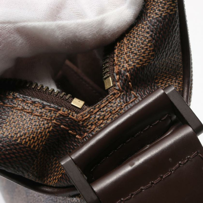 【日本直送】中古LOUIS VUITTON[B]Olav PM  烏黑色棋盤格 肩包 PVC 真皮 棕色-7