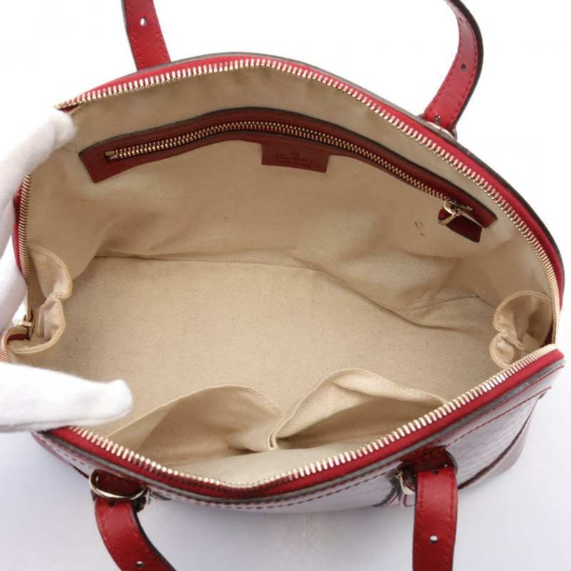 【日本直送】中古GUCCI[B]Nice MicroGuccissima 手提包 釉面皮 紅色-2