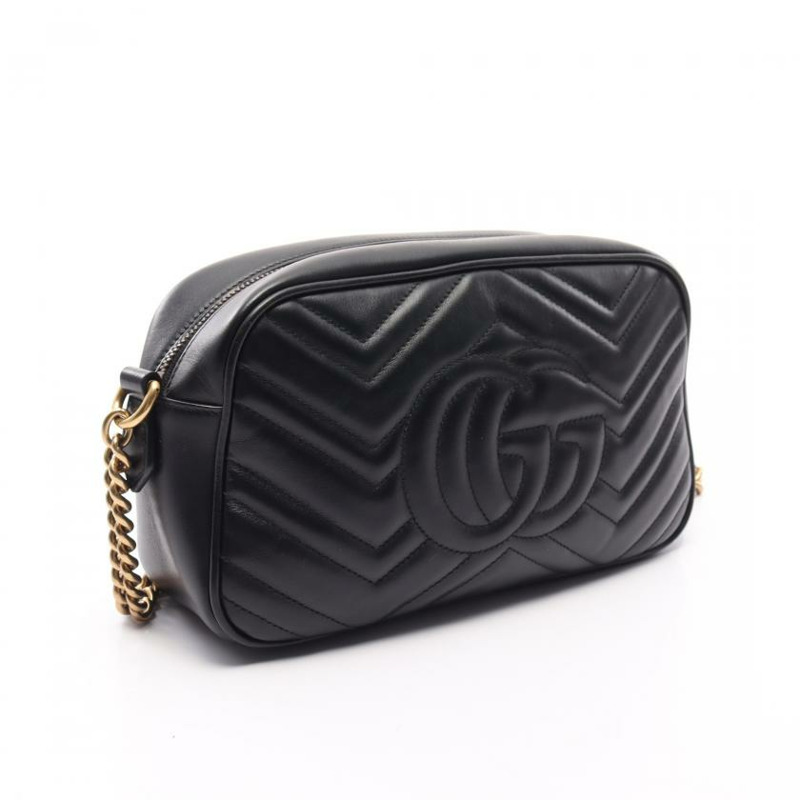 【日本直送】中古GUCCI[B]GG Marmont 鏈條真皮肩包 黑色-1