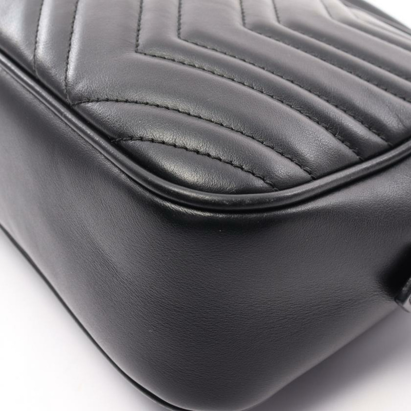 【日本直送】中古GUCCI[B]GG Marmont 鏈條真皮肩包 黑色-4