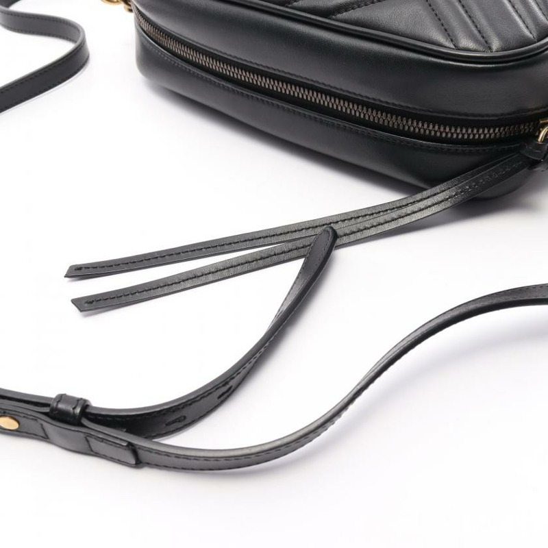 【日本直送】中古GUCCI[B]GG Marmont 鏈條真皮肩包 黑色-5