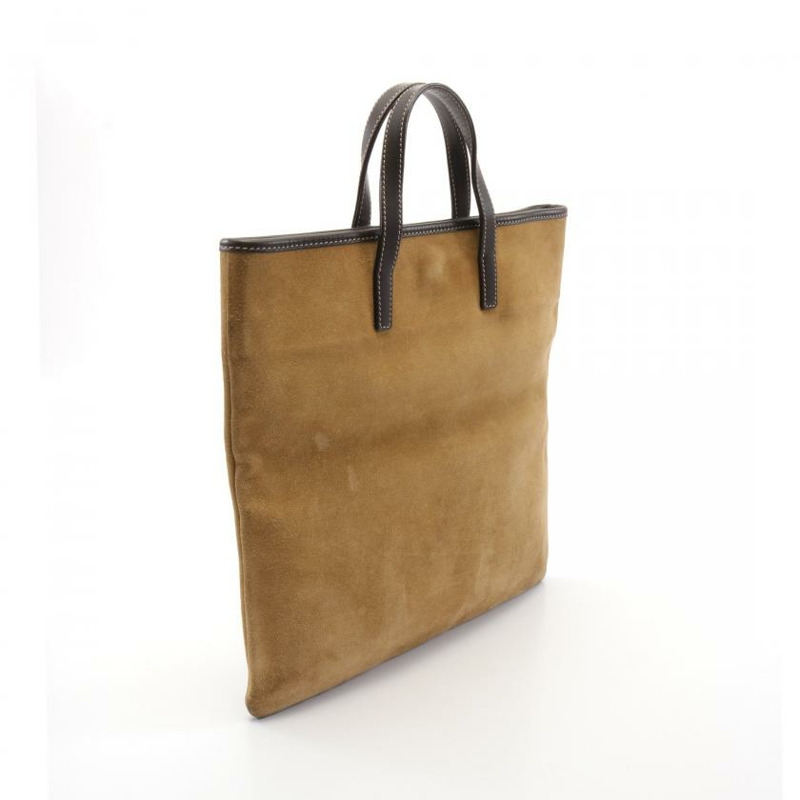 【日本直送】中古LOEWE[B]anagram 手提包 托特包 絨面革 真皮 棕黃色 深棕色-1