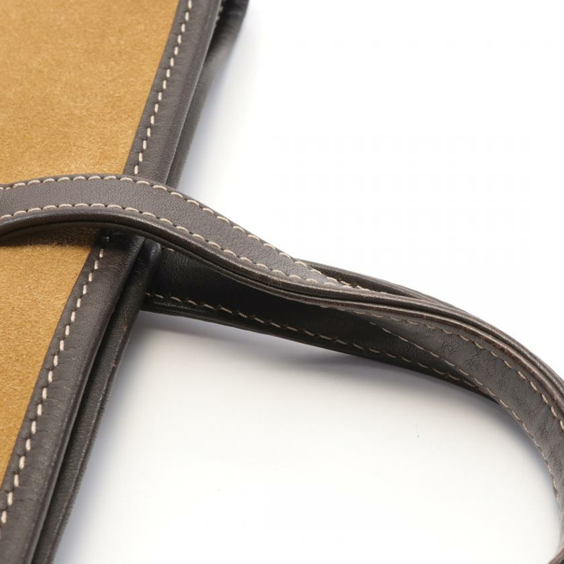 【日本直送】中古LOEWE[B]anagram 手提包 托特包 絨面革 真皮 棕黃色 深棕色-4